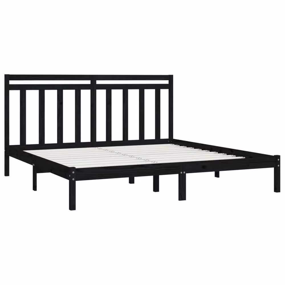 Berkfield Home Black Solid Pine Wood Bed Frame 200 x 200 cm – 3