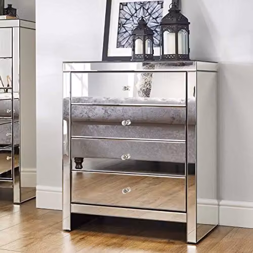 Birlea Seville 4 Drawer Mirrored Chest in Silver – 3