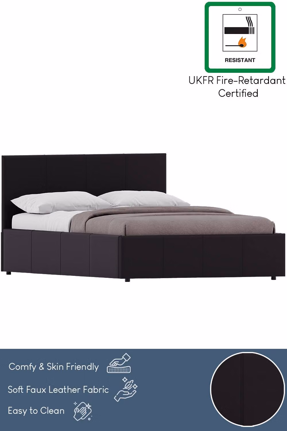 Vida Designs Lisbon Ottoman Faux Leather Bed Frame with Mattress in Brown, Size: Small Double (W/D/H: 120 x 200 cm) – 3