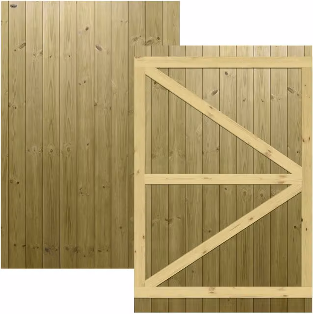 Premier Garden Supplies Interlocked Tongue Groove Pathway Fully Framed Flat Top Pedestrian Garden Gate, Pressure Treated, W: 120 cm, H: 180 cm