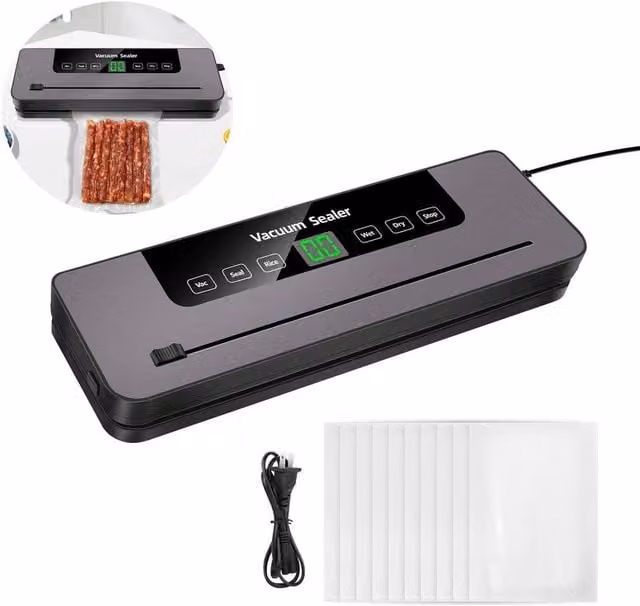 NESTLUNE 6 in 1 Vacuum Sealer Machine for Dry and Wet Food, Dark Grey