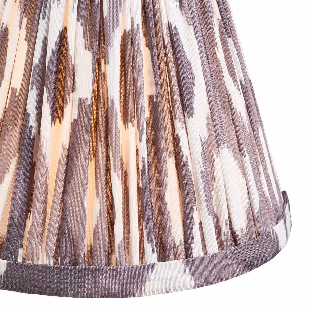 Netlighting Santiago Pendant Light with Grey Fabric Ikat Shade and Gold Brass Finish, 16 cm Diameter, 5x B22 – 3