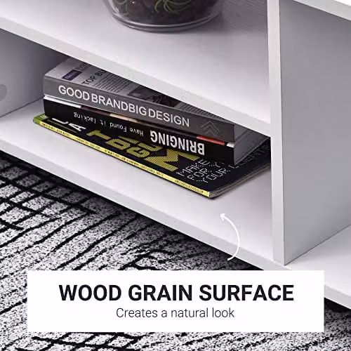 HOMCOM Modern White TV Cabinet Stand with Storage Shelves – 4