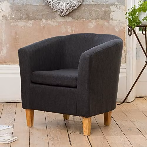 Artemis Home Alderwood Black Fabric Tub Chair Armchair, Width: 68 cm