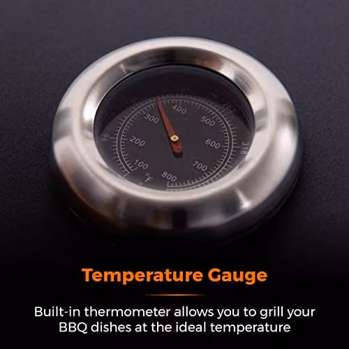 Tower Goucho 6 Burner Gas BBQ and Plancha with Precision Heat Thermometer and Waterproof Cover, Black, T978544 – 6