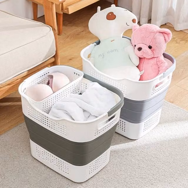 Kelvenix Collapsible Laundry Basket with Handles, White, 43 l