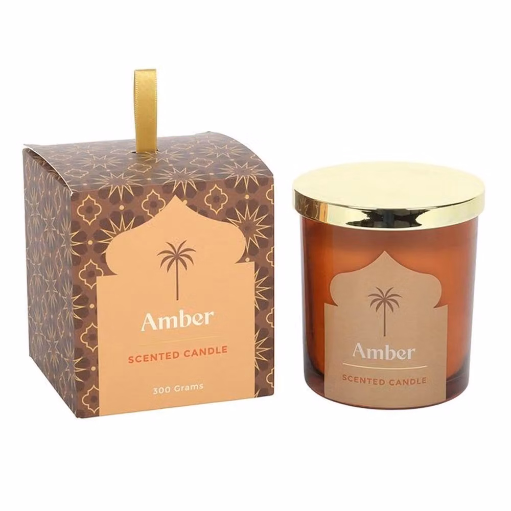 Uniqueful Arabian Nights Amber Scented Pillar Candle in Brown, 200g – 2
