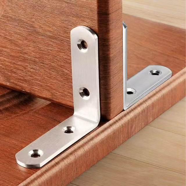 Komore 32-Piece Brushed Silver Stainless Steel L-Shaped Angle Bracket Kit