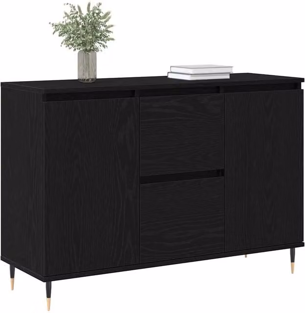 Berkfield Home Black Oak Sideboard with Doors and Drawers, W/D/H: 70 x 5 x 35 cm – 1