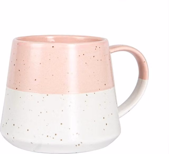 Nicola Spring Ceramic Dipped Flecked Belly Coffee Mug, 370ml, Pink