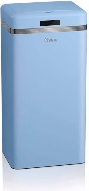 Swan Retro 45L Square Sensor Bin in Black and Blue Metal