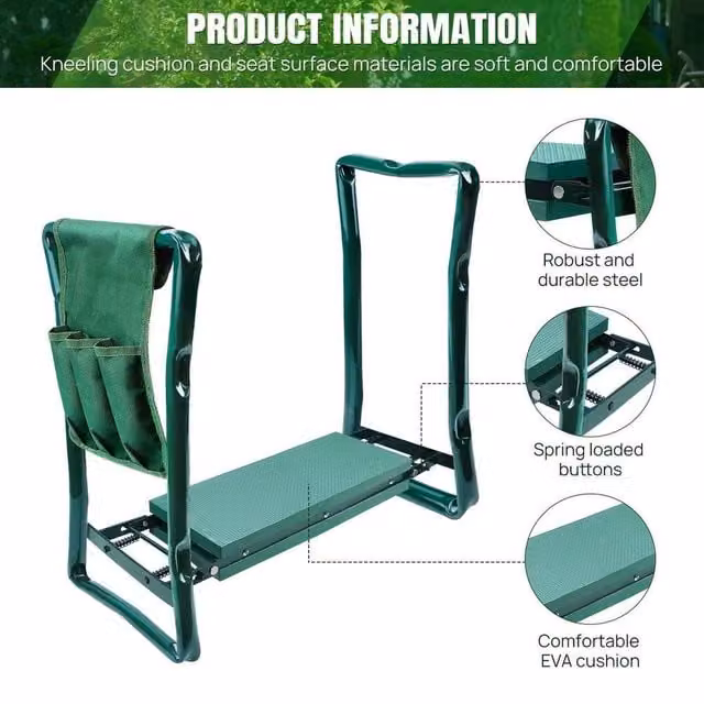 EONLION Foldable Garden Kneeler Seat and Stool in Green