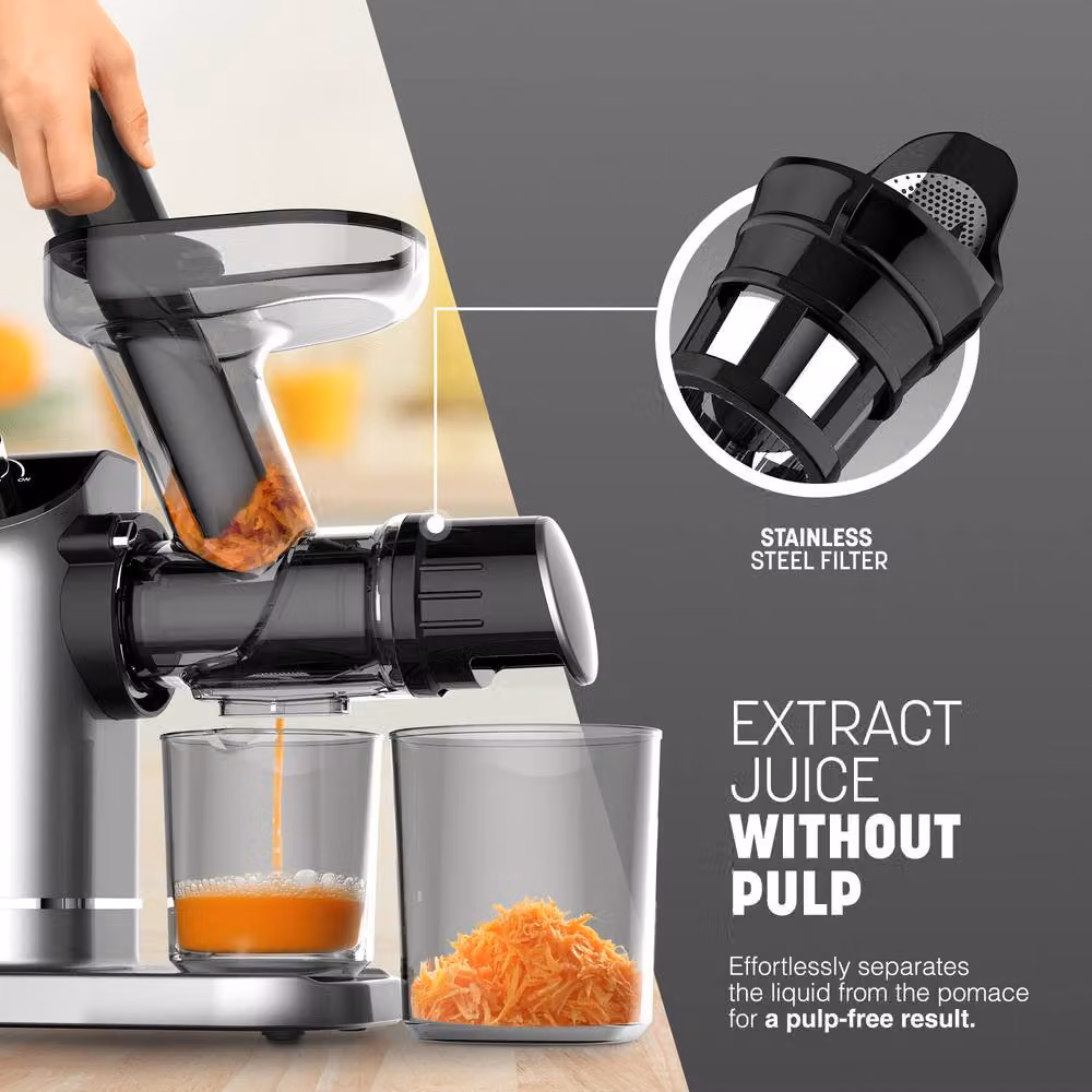 Keplin Slow Masticating Cold Press Juicer Machine with 7-Stage Auger in Grey and Black – 5