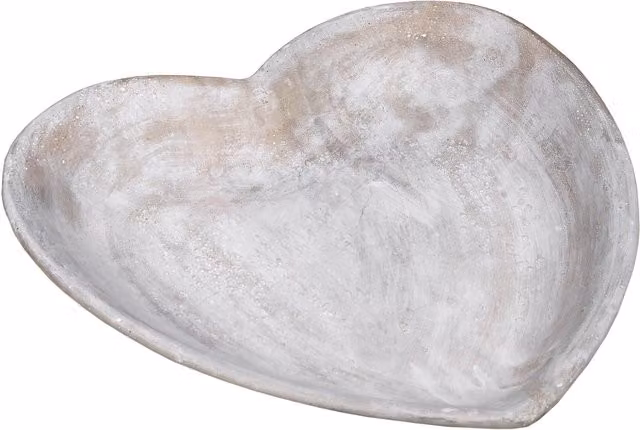 Love Lace Rustic Ceramic Stone Heart Bowl in White and Grey