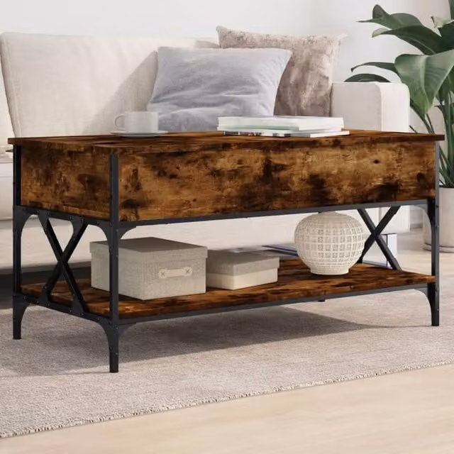 Berkfield Home Smoked Oak Coffee Table in Brown with Lift Mechanism, W/D/H: 100 x 50 x 50 cm – 1