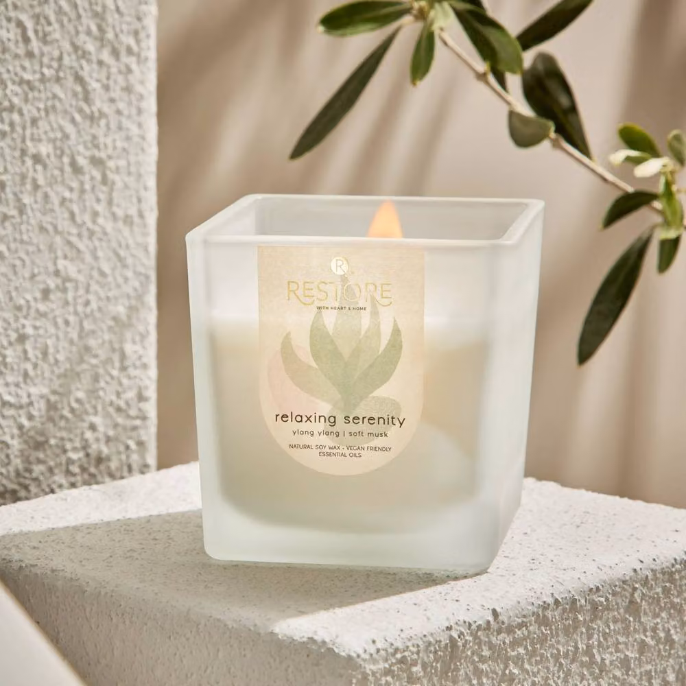 Heart and Home Restore Large Luxury Soy Blend Candle in Relaxing Serenity, White – 2