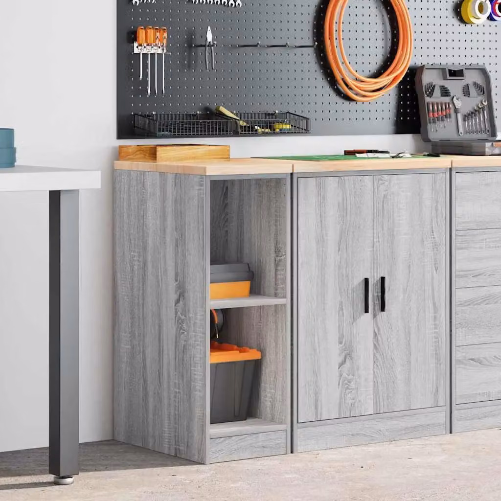 Berkfield Home Garage Storage Cabinet in Grey Sonoma, Solid Wood Pine, W/D/H: 30 x 51 x 85 cm – 3