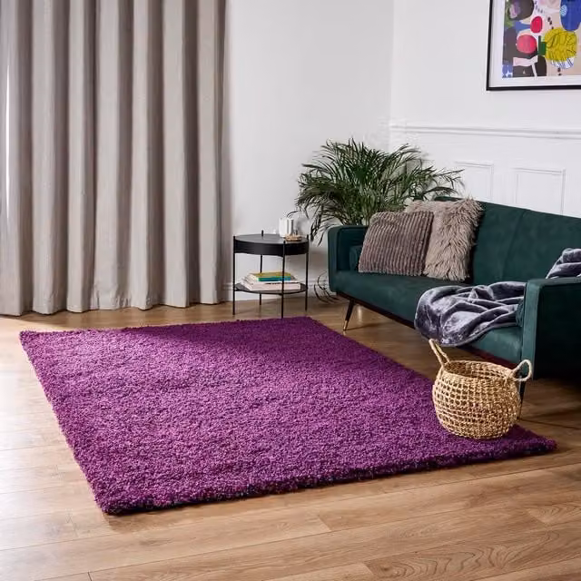 Bravich California Shaggy Rug in Purple, W: 160 cm, L: 230 cm