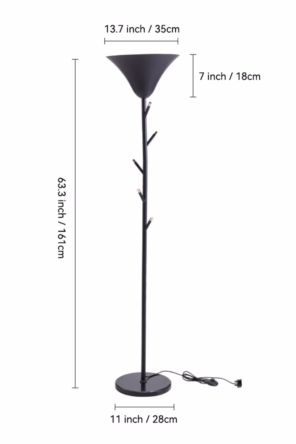 H&O Direct Modern Black Metal Floor Lamp with Integrated Coat Rack – 2
