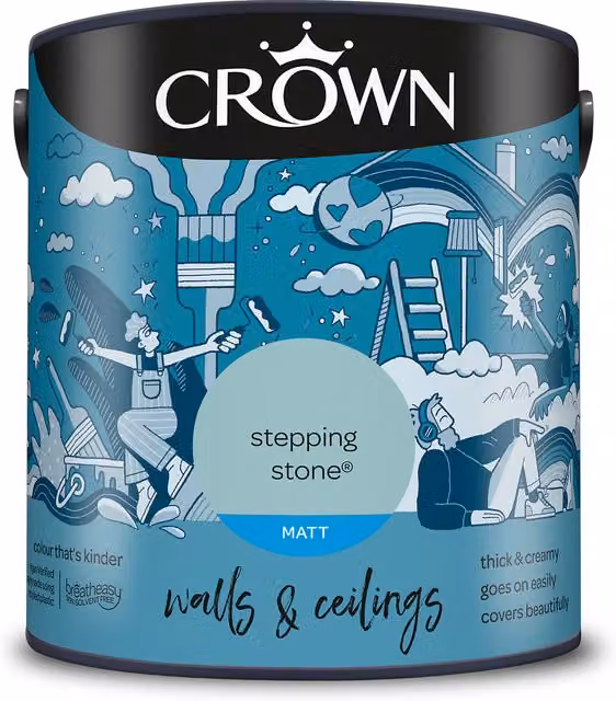 Crown Matt Breatheasy Emulsion Paint - Stepping Stone (Beige/Blue)