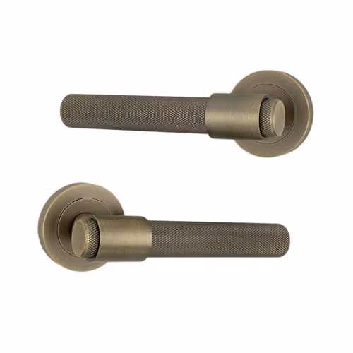 AXS Hardware Dakota Internal Door Handle Pair with Rose in Antique Brass for Wooden Doors and Standard UK Tubular Latches – 3