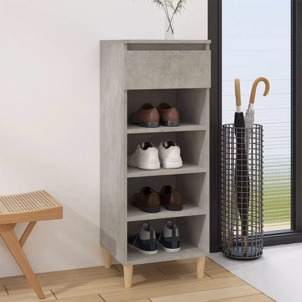Berkfield Home Shoe Cabinet in Concrete Grey, W/D/H: 40 x 36 x 105 cm – 2
