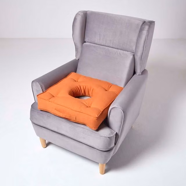 Homescapes Ergonomic Orange Pressure Relief Armchair Booster Cushion