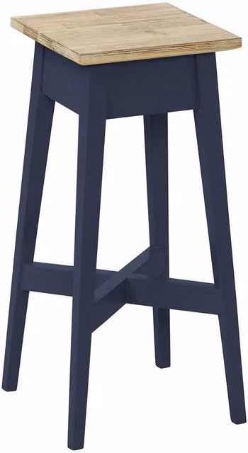 Statement Furniture Florence Wooden Plant Stand in Blue with Acacia Top, Height: 50 cm, Width: 24 cm, Depth: 24 cm – 3