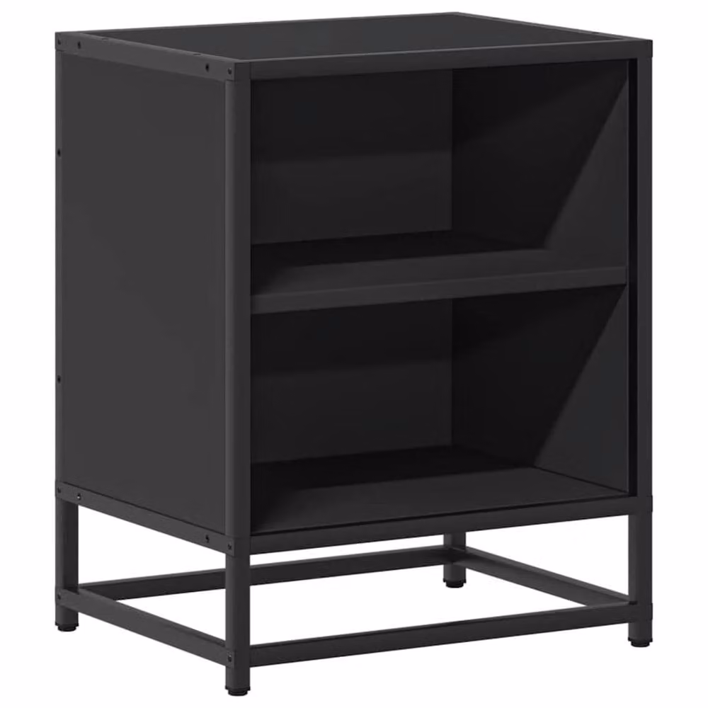 Berkfield Home Elegant Black Bedside Cabinet in Engineered Wood and Metal, W/D/H: 40 x 31 x 50 cm – 2