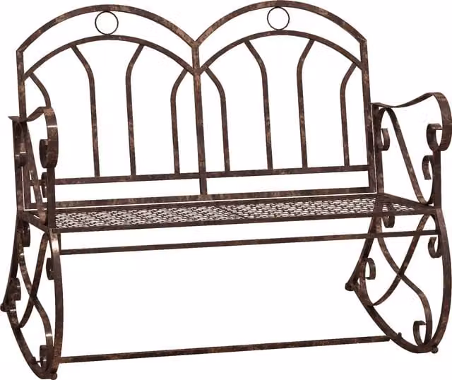 Outsunny 2 Seater Metal Garden Rocking Chair Swing Bench in Bronze – 1