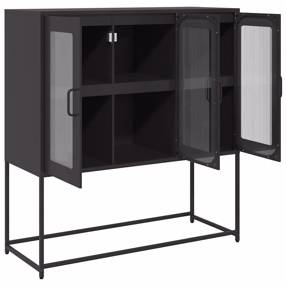Berkfield Home Black Matt Cold-rolled Steel Sideboard W/D/H: 100.5 x 39 x 107 cm – 3
