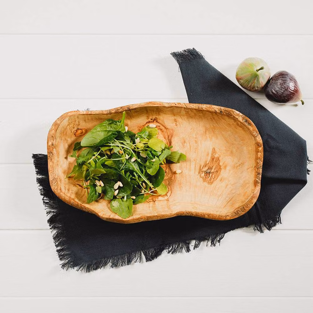 Selbrae House Brown Olive Wood Rustic Low Rise Salad Bowl – 2