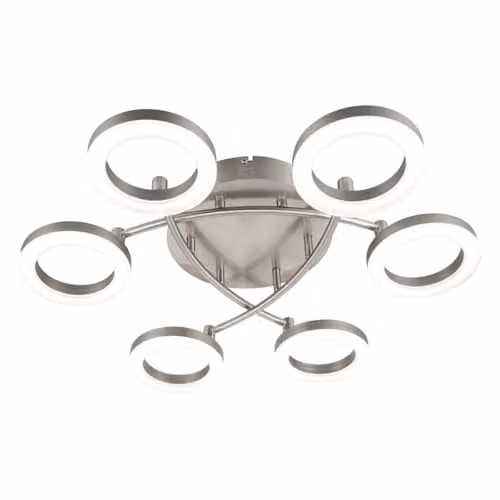 Cosylyte Juni 6 Ring LED Modern Ceiling Flush Light, Silver, W: 50 cm, D: 45 cm, H: 11.5 cm, 3,000K Neutral White, 2,100lm, Dimmable