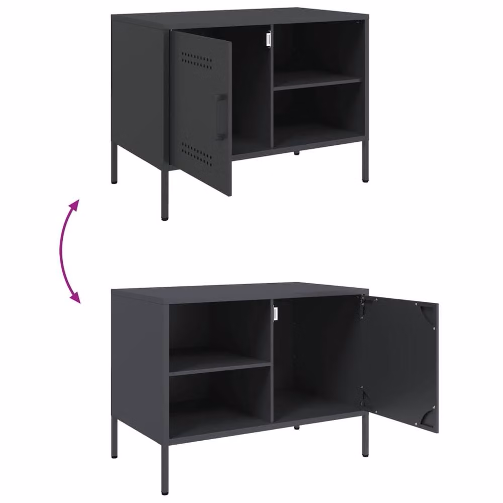 Berkfield Home Anthracite Steel TV Cabinet in Dark Grey, W: 68 cm, D: 39 cm, H: 50.5 cm – 6