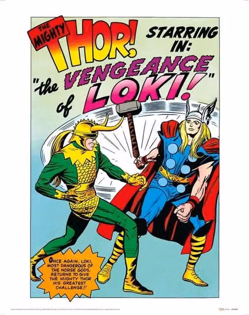 Marvel Vengeance Of Loki Multicolour Paper Poster Print in Blue