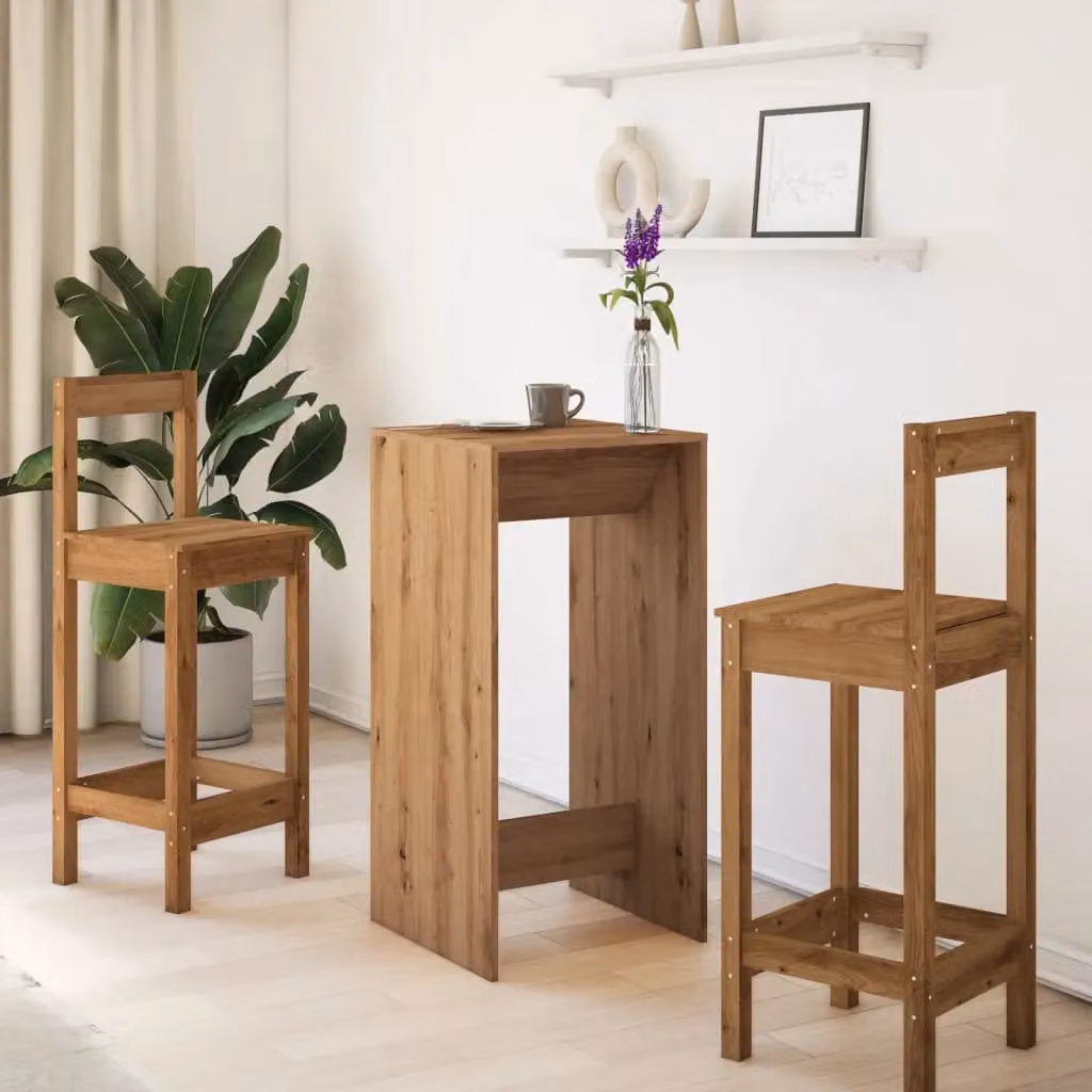 Berkfield Home Artisan Oak Bar Table in Brown, W/D/H: 51 x 50 x 103.5 cm – 3