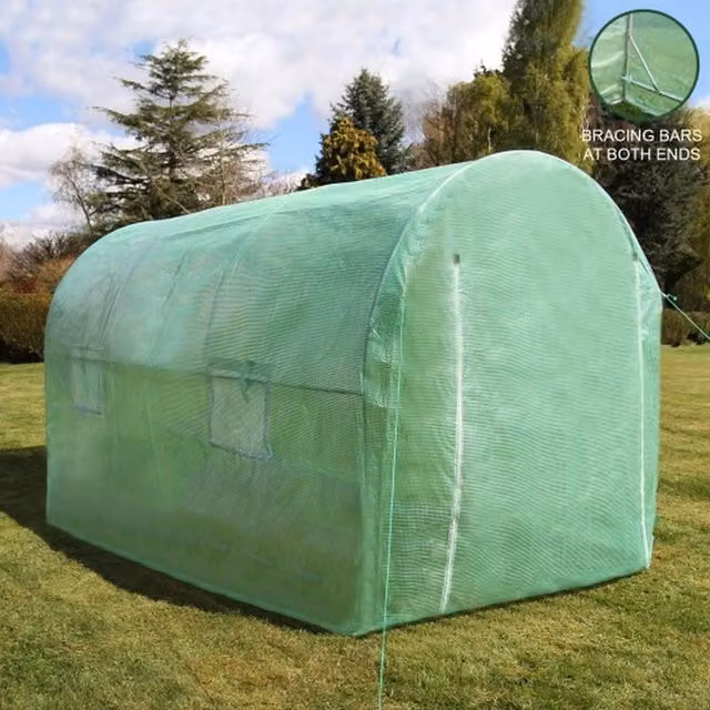 Monstershop Green Polytunnel with Polycarbonate Window and Roller, W: 4 m, D: 2 m, H: 2 m – 1