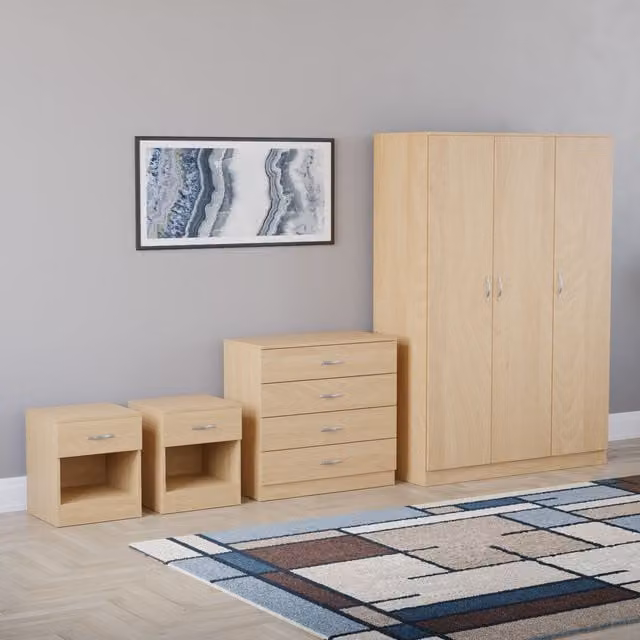 Vida Designs Riano 4 Piece Brown Bedroom Furniture Set