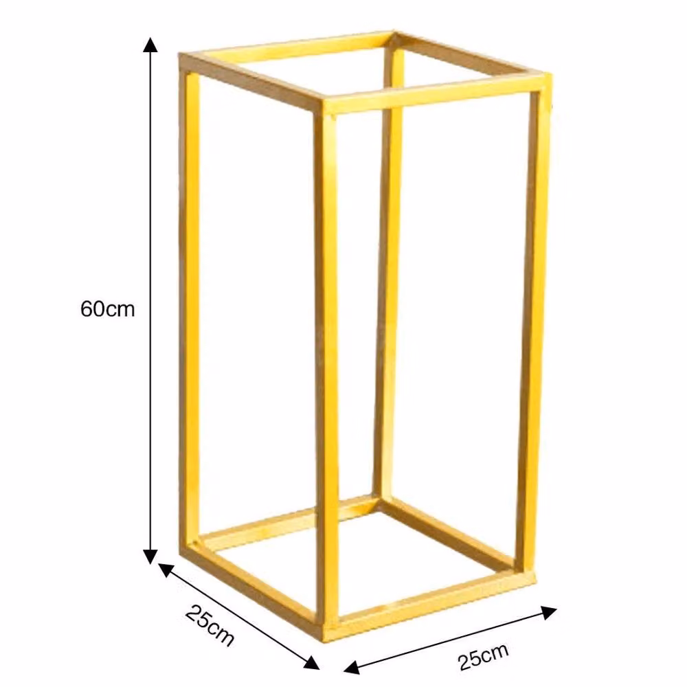 FLAVORA Gold and White Metal Rectangle Flower Stand, W/D/H: 25 x 25 x 60 cm – 1