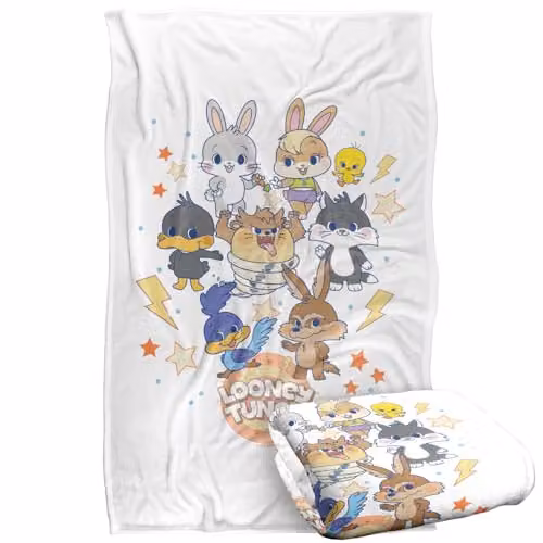 Warner Bros. Looney Tunes Gokko The Gangs All Here Super Soft Silky Touch Fleece Throw Blanket, Multicolour, W: 91 cm, D: 147 cm – 1