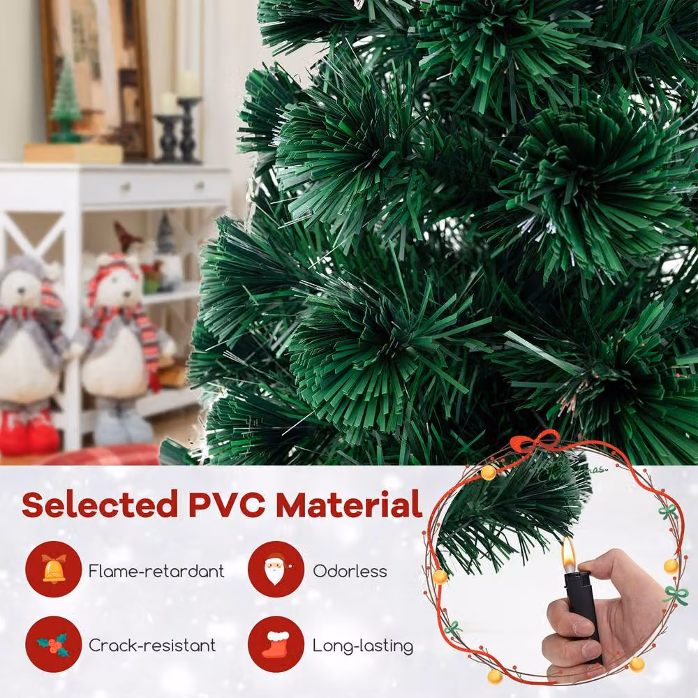 Gymax Pre-Lit Christmas Tree with Warm-White Star String Lights, Green, Height: 150 cm – 5
