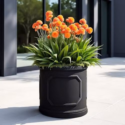 IDEALIST Faux Lead Reinforced Stone Planter, 37 cm, 39 l, Grey or Black – 7