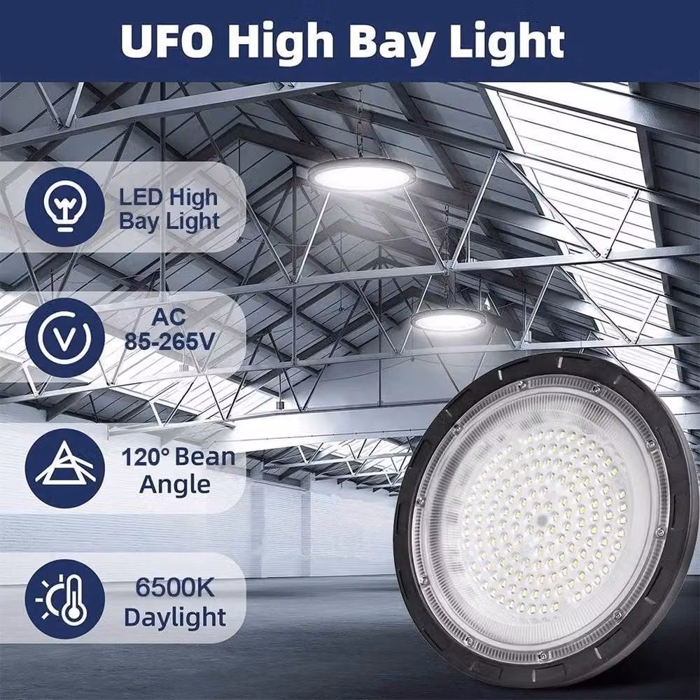 NESTLUNE 800W LED UFO High Bay Light in Black for Industrial Workshops – 5