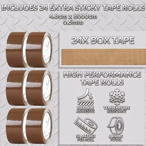 Deco Express Heavy Duty Packing Tape Dispenser with 6 Brown and Transparent Tape Rolls – 3