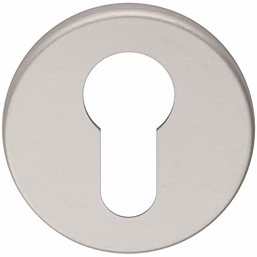 Loops 52mm Euro Profile Round Escutcheon with Concealed Fix in Brushed Silver Satinised Aluminium
