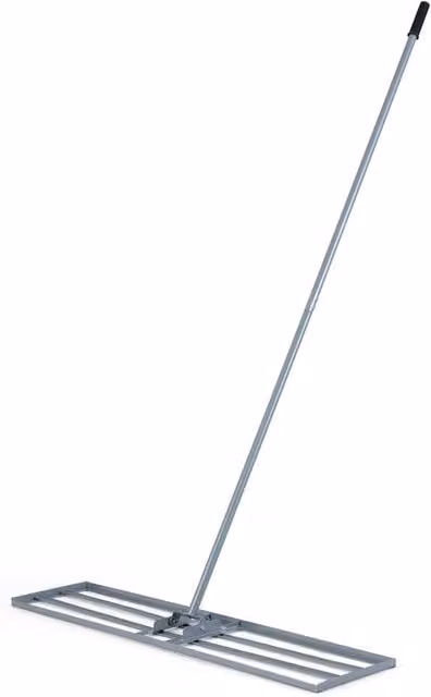 Gymax Metal Lawn Leveling Rake with Adjustable Long Handle in Silver
