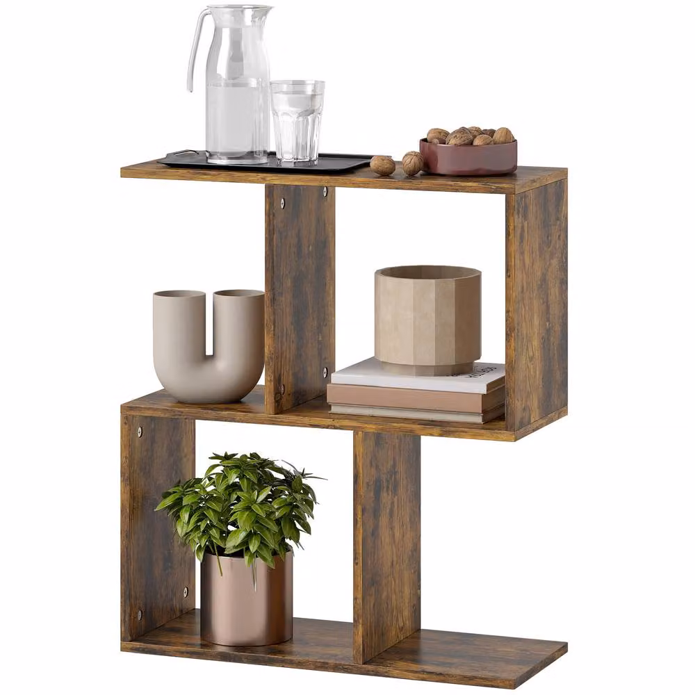 STILVORA Modern Side Table with 4 Compartments in Rustic Brown – 3
