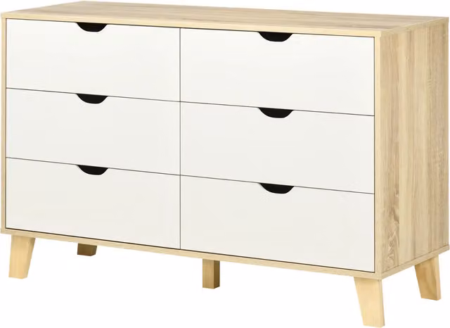Pirlo Plush White Scandinavian 6 Drawer Storage Chest