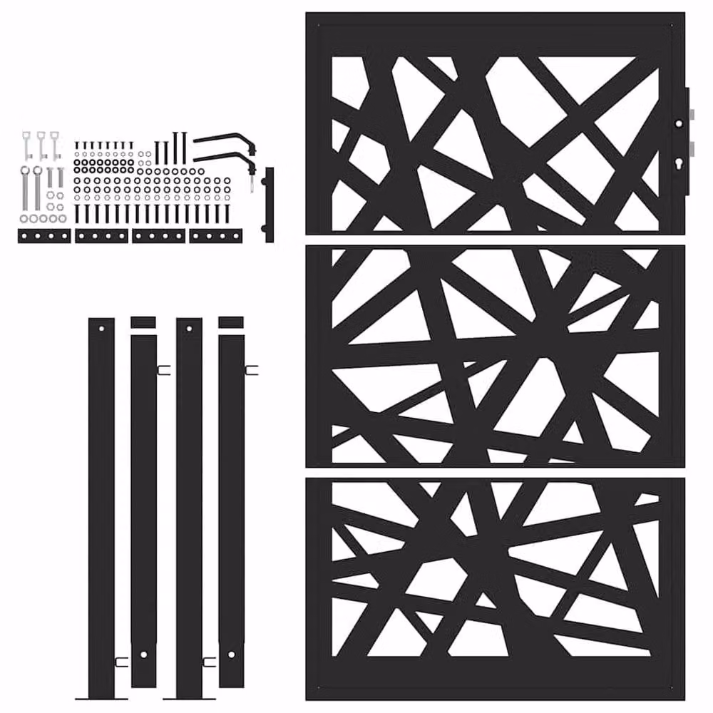 Berkfield Home Beautiful Garden Gate in Black Steel, W: 105 cm, H: 155 cm – 4
