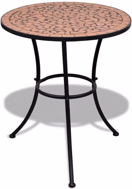 Berkfield Home Bistro Table in Brown Terracotta with Geometric Mosaic Design, Diameter: 60 cm – 1